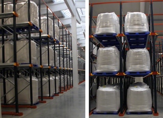 Südstärke stocke l'amidon dans des rayonnages par accumulation drive-in fournis par Mecalux Südstärke stocke l'amidon dans des rayonnages par accumulation drive-in fournis par Mecalux