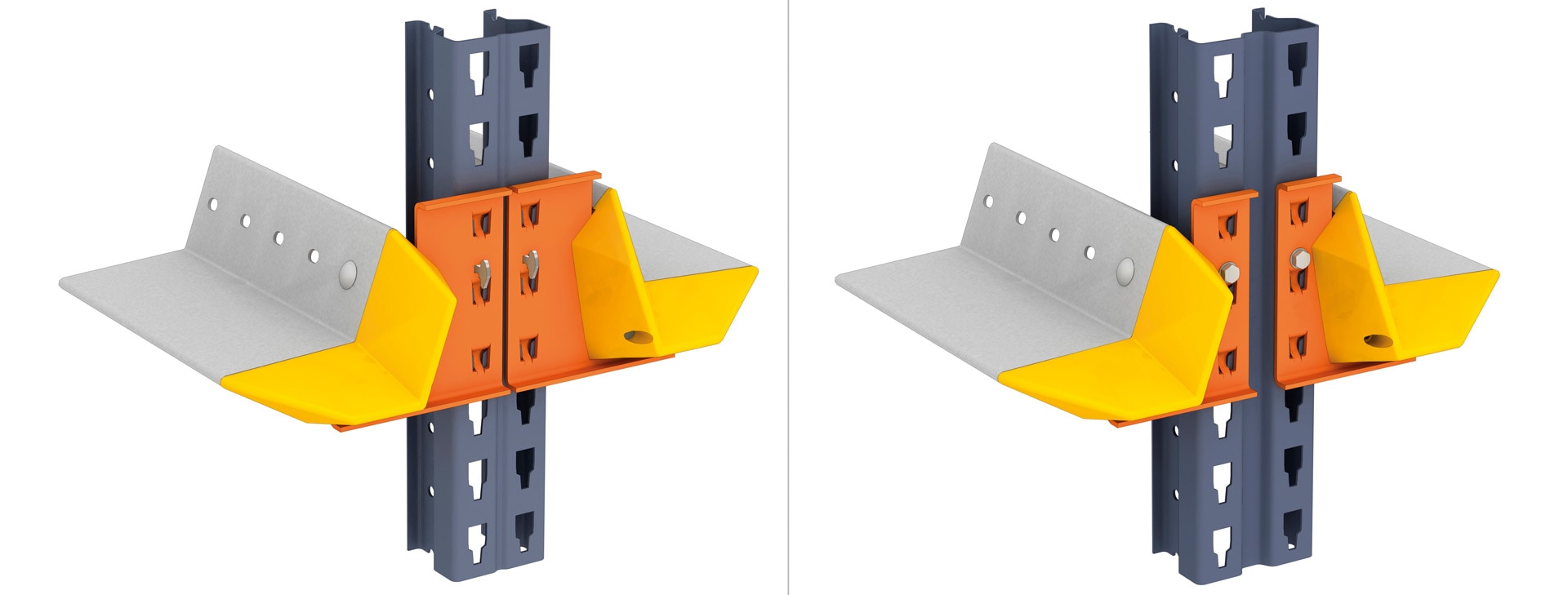 Ces centreurs de palettes servent à guider les engins de manutention lors du chargement et du déchargement de la marchandise 