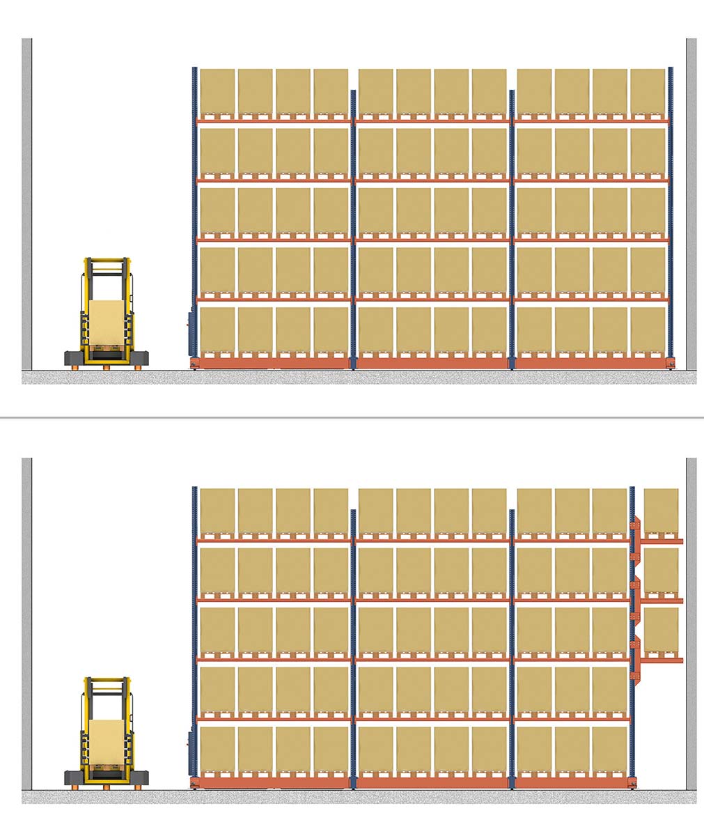 Au moment de construire ce système, il est possible d'aménager une allée inférieure pour piétons au moyen d'une construction en porte-à-faux